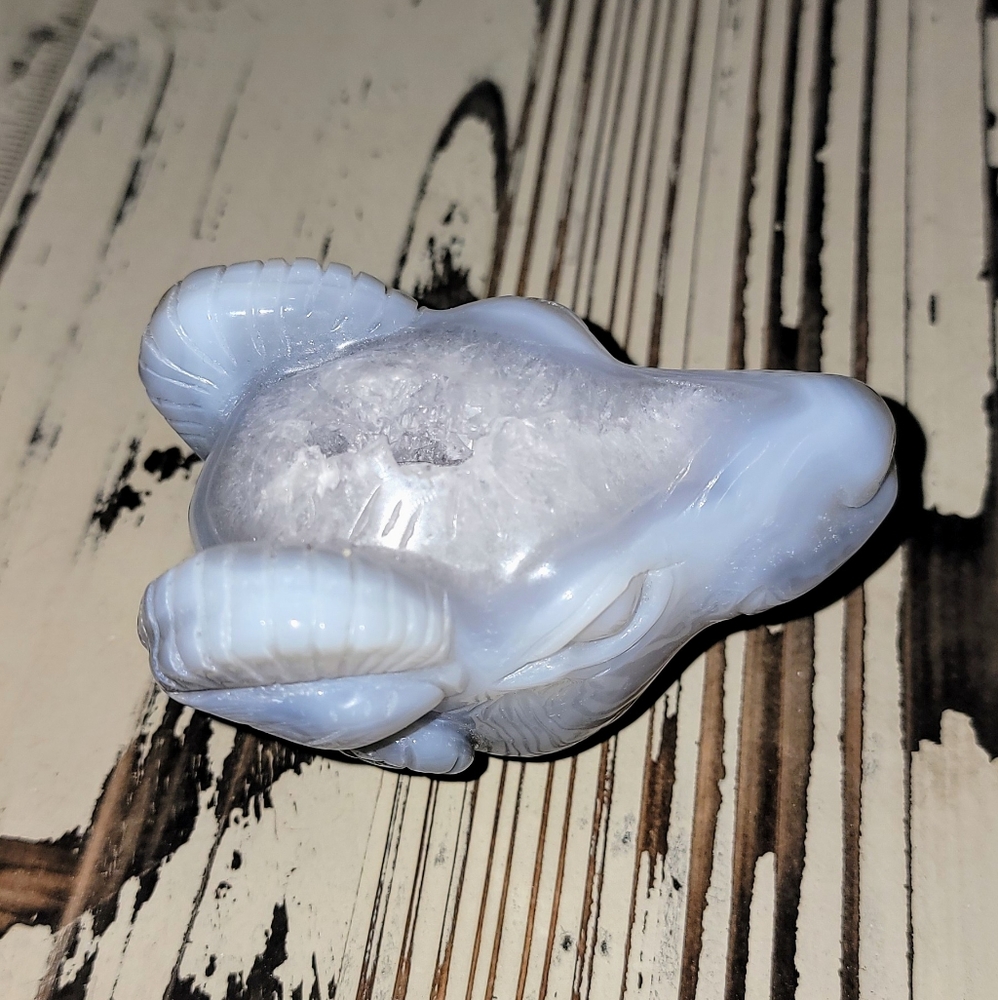 Quartz & Blue Chalcedony Ram Goat